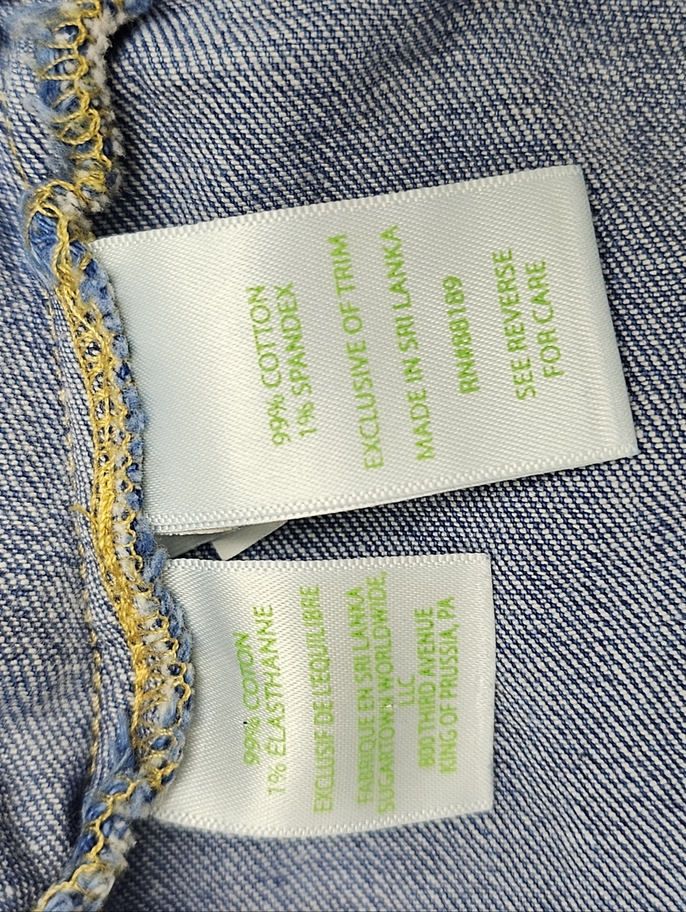 Lilly Pulitzer Jean Jacket Puff Sleeves Light Blue Stretch Women’s Size Large - Picture 6 of 11